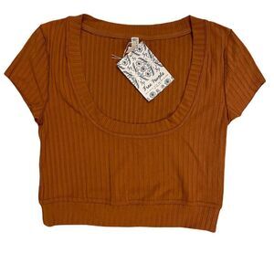 Free People Blissed Out Baby Rib T-Shirt size XS NWT